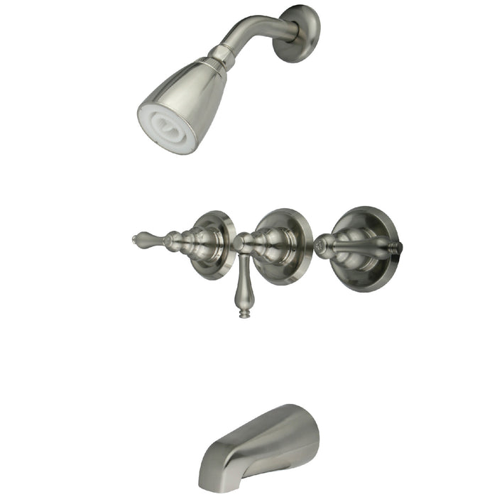 Kingston Heirloom KB238AL - Victorian Triple-Handle Tub and Shower Faucet, Brushed Nickel