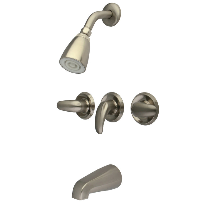 Kingston Tulare KB238LL - Legacy Triple-Handle Tub and Shower Faucet, Brushed Nickel