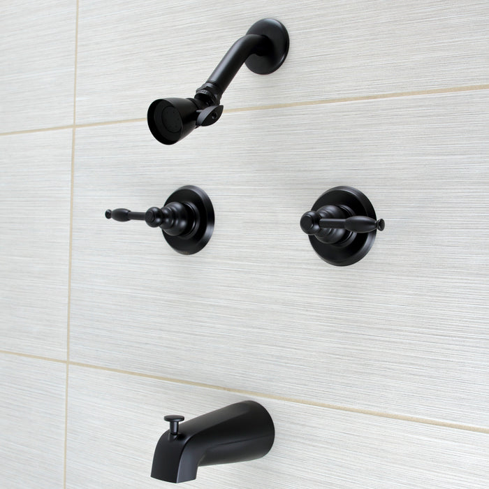 Kingston Heirloom KB240KL - Knight Double-Handle Tub and Shower Faucet, Matte Black