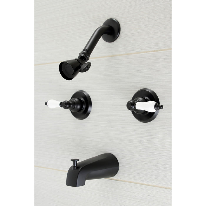 Kingston Heirloom KB240PL - Victorian Double-Handle Tub and Shower Faucet, Matte Black