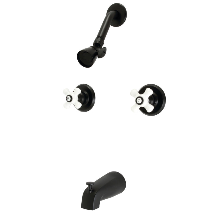 Kingston Heirloom KB240PX - Victorian Double-Handle Tub and Shower Faucet, Matte Black