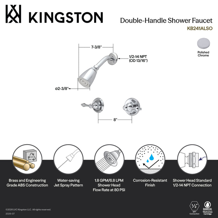 Kingston Heirloom KB241ALSO - Victorian Double-Handle Shower Faucet, Polished Chrome
