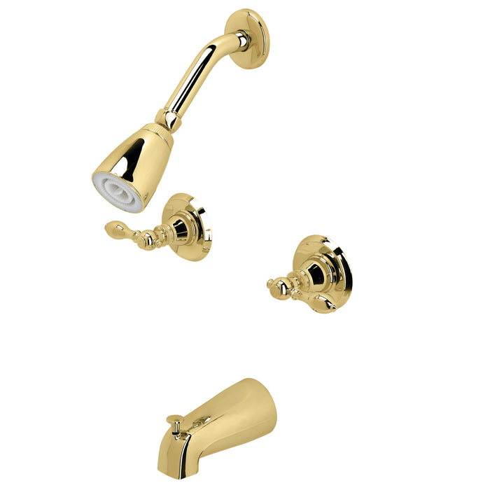 Kingston Heirloom KB242ACL - American Classic Double-Handle Tub and Shower Faucet, Polished Brass