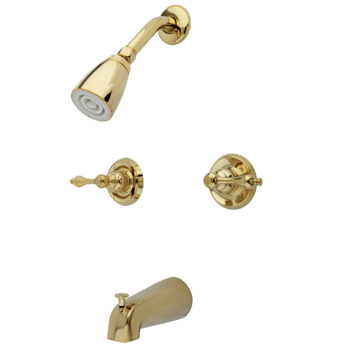 Kingston Heirloom KB242AL - Victorian Double-Handle Tub and Shower Faucet, Polished Brass