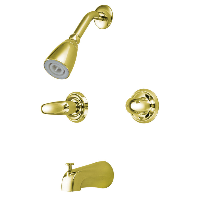 Kingston Tulare KB242LL - Legacy Double-Handle Tub and Shower Faucet, Polished Brass