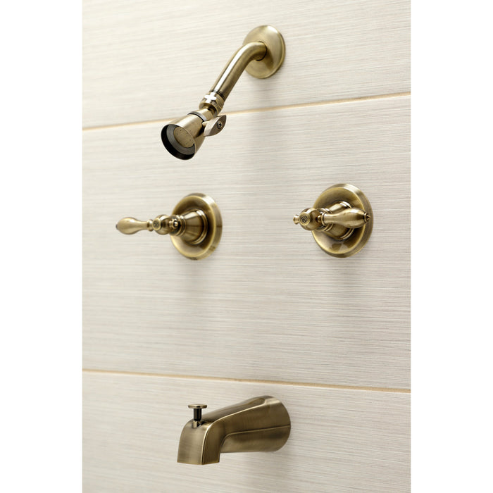 Kingston Heirloom KB243ACLAB - American Classic Double-Handle Tub and Shower Faucet, Antique Brass