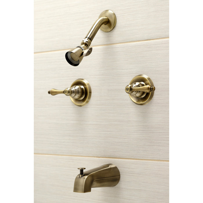 Kingston Heirloom KB243ALAB - Victorian Double-Handle Tub and Shower Faucet, Antique Brass