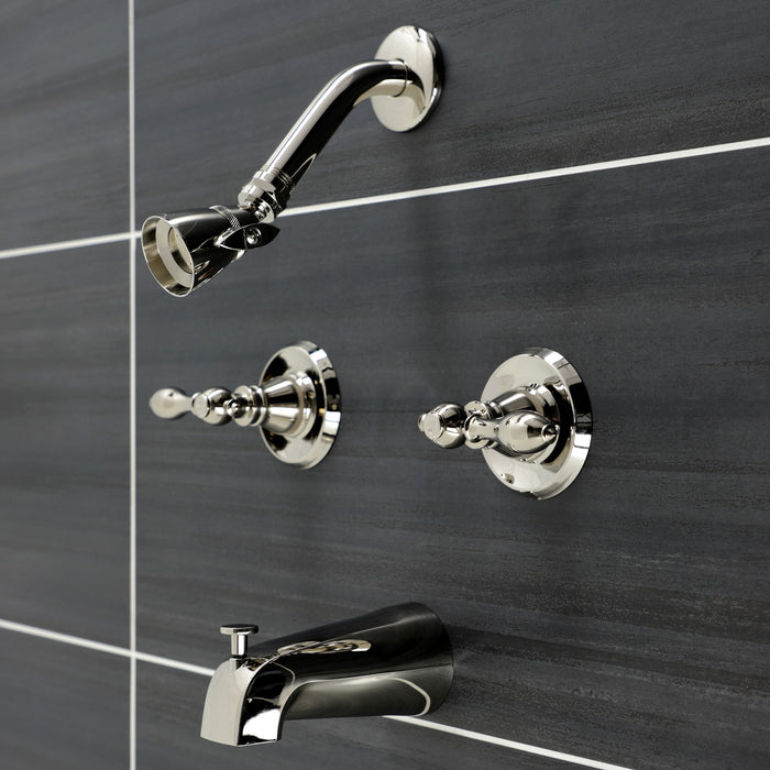 Kingston Heirloom KB246ACL - American Classic Double-Handle Tub and Shower Faucet, Polished Nickel