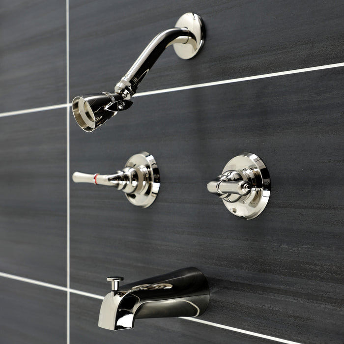 Kingston Tulare KB246PN - Magellan Double-Handle Tub and Shower Faucet, Polished Nickel