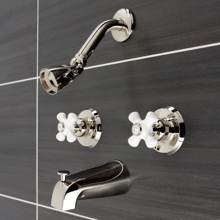 Kingston Heirloom KB246PXPN - Victorian Double-Handle Tub and Shower Faucet, Polished Nickel