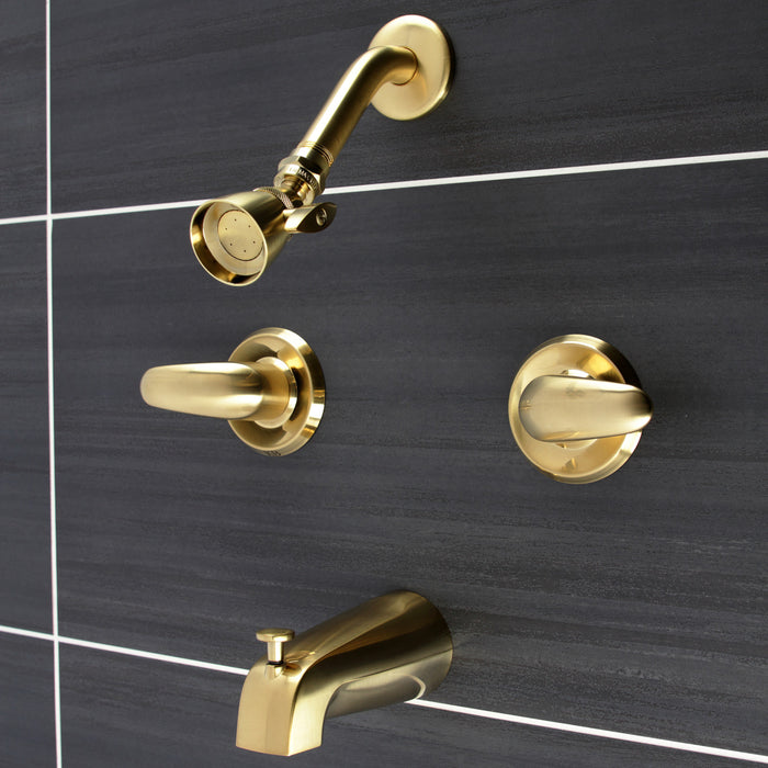 Kingston Tulare KB247LL - Legacy Double-Handle Tub and Shower Faucet, Brushed Brass