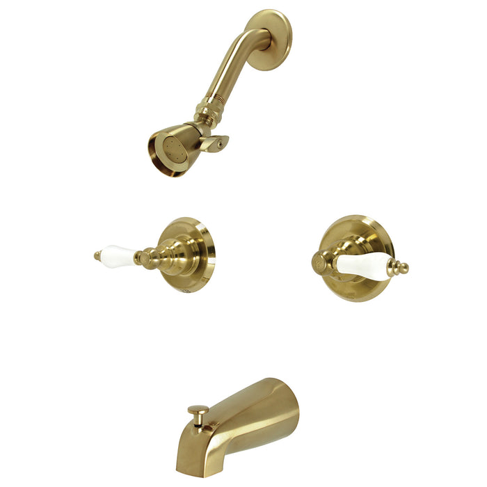 Kingston Heirloom KB247PL - Victorian Double-Handle Tub and Shower Faucet, Brushed Brass