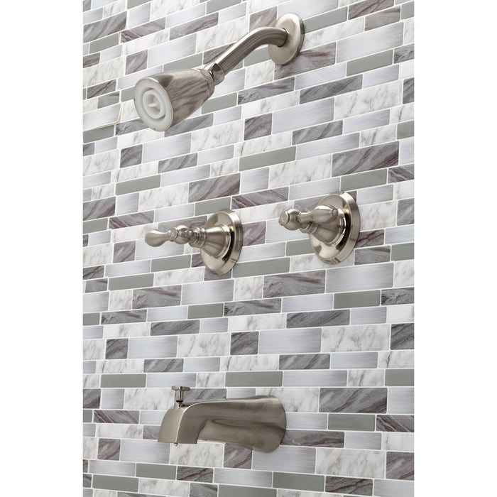 Kingston Heirloom KB248ACL - American Classic Double-Handle Tub and Shower Faucet, Brushed Nickel