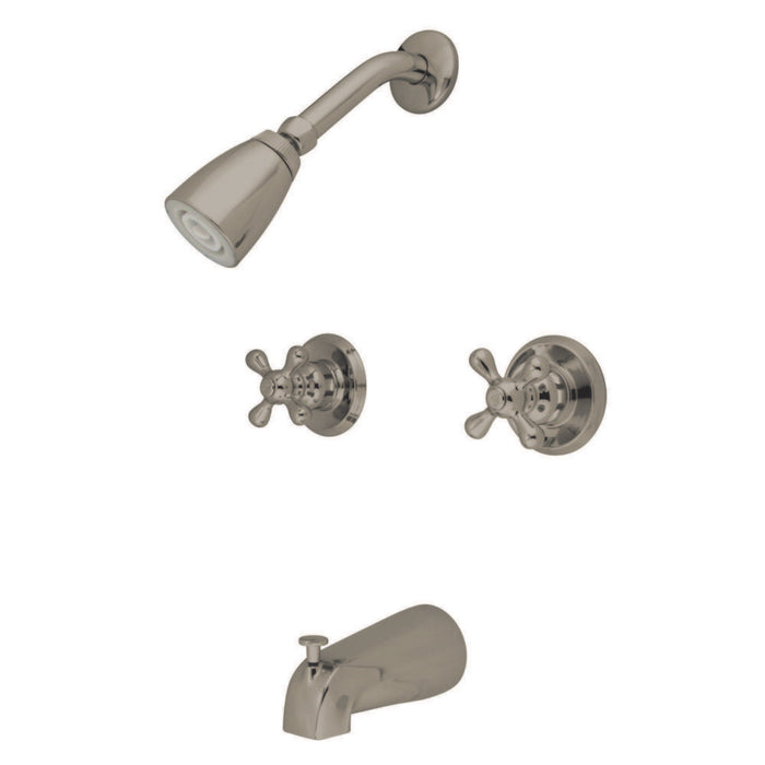 Kingston Heirloom KB248AX - Victorian Double-Handle Tub and Shower Faucet, Brushed Nickel