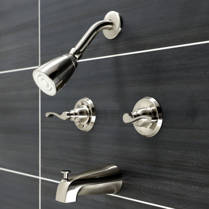 Kingston Tulare KB248FL - Royal Double-Handle Tub and Shower Faucet, Brushed Nickel