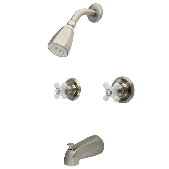 Kingston Heirloom KB248PX - Victorian Double-Handle Tub and Shower Faucet, Brushed Nickel