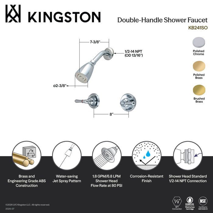 Kingston Tulare KB248SO - Magellan Double-Handle Shower Faucet, Brushed Nickel