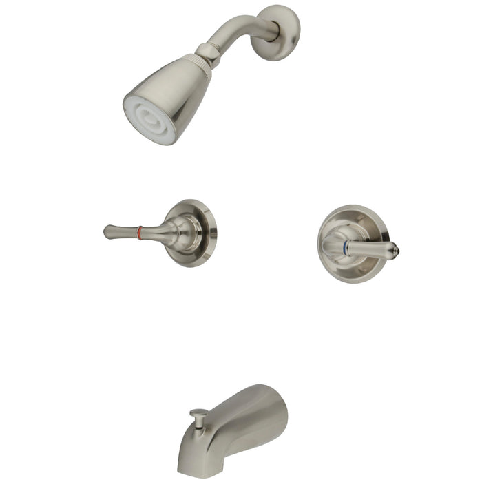 Kingston Tulare KB248 - Magellan Double-Handle Tub and Shower Faucet, Brushed Nickel