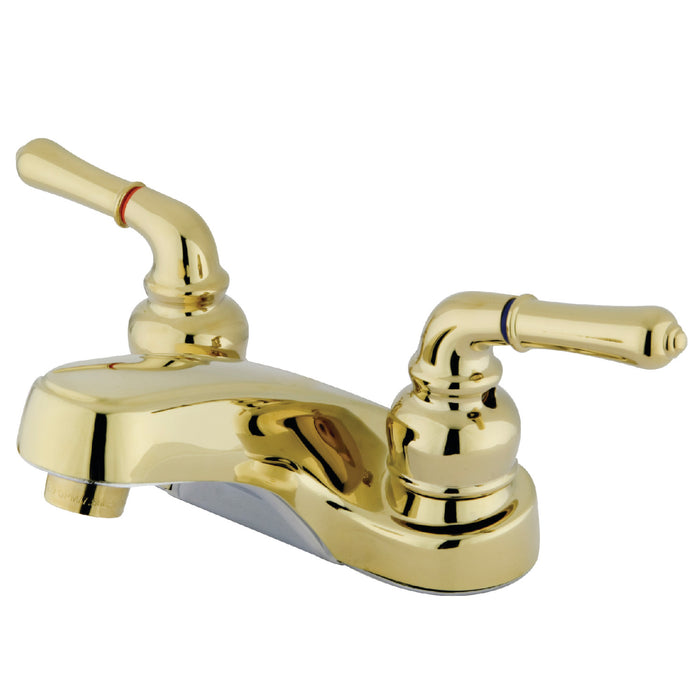 Kingston Heirloom KB252LP - Magellan Double-Handle 3-Hole Deck Mount 4-Inch Centerset Bathroom Faucet, Polished Brass