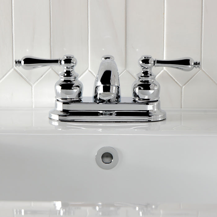 Kingston Heirloom KB2601AL - Vintage Double-Handle 3-Hole Deck Mount 4-Inch Centerset Bathroom Faucet with Pop-Up Drain, Polished Chrome
