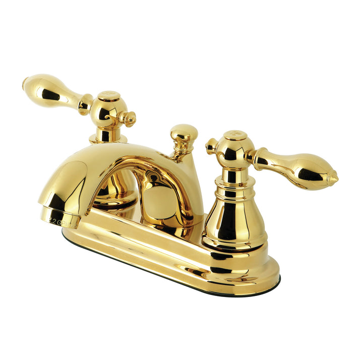 Kingston Heirloom KB2602ACL - American Classic Double-Handle 3-Hole Deck Mount 4-Inch Centerset Bathroom Faucet with Pop-Up Drain, Polished Brass