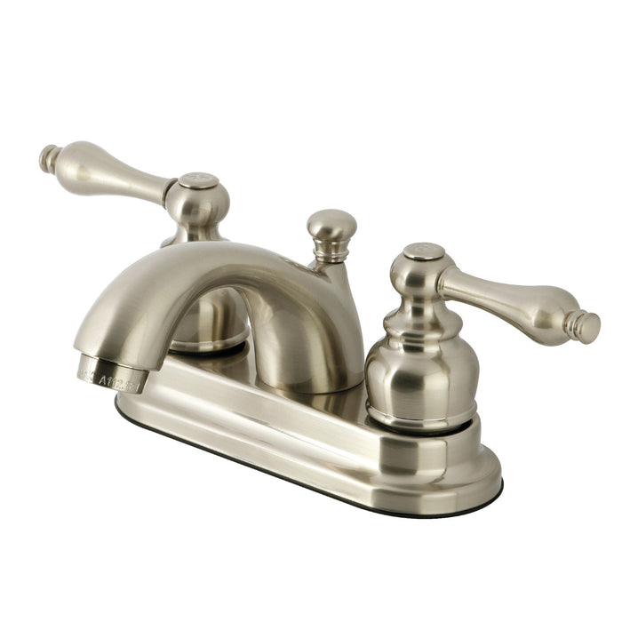 Kingston Heirloom KB2608AL - Vintage Double-Handle 3-Hole Deck Mount 4-Inch Centerset Bathroom Faucet with Pop-Up Drain, Brushed Nickel