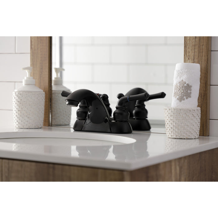 Kingston Tulare KB2620B - Naples Double-Handle 3-Hole Deck Mount 4-Inch Centerset Bathroom Faucet, Matte Black