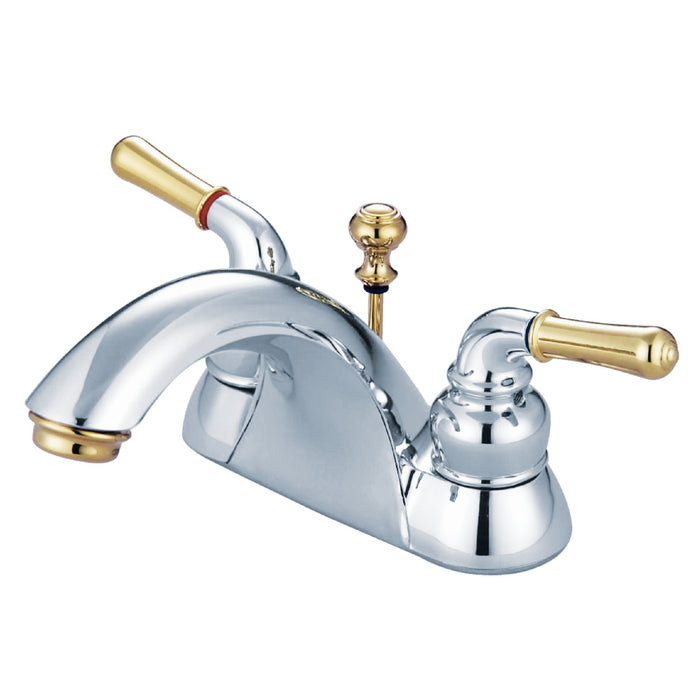 Naples KB2624B Double-Handle 3-Hole Deck Mount 4-Inch Centerset Bathroom Faucet, Polished Chrome/Polished Brass