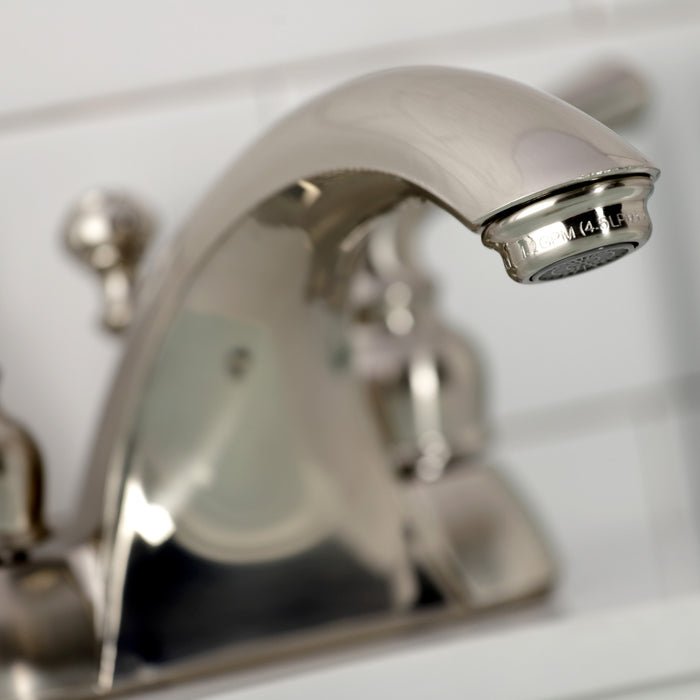 Kingston Tulare KB2628 - Naples Double-Handle 3-Hole Deck Mount 4-Inch Centerset Bathroom Faucet with ABS Pop-Up Drain, Brushed Nickel