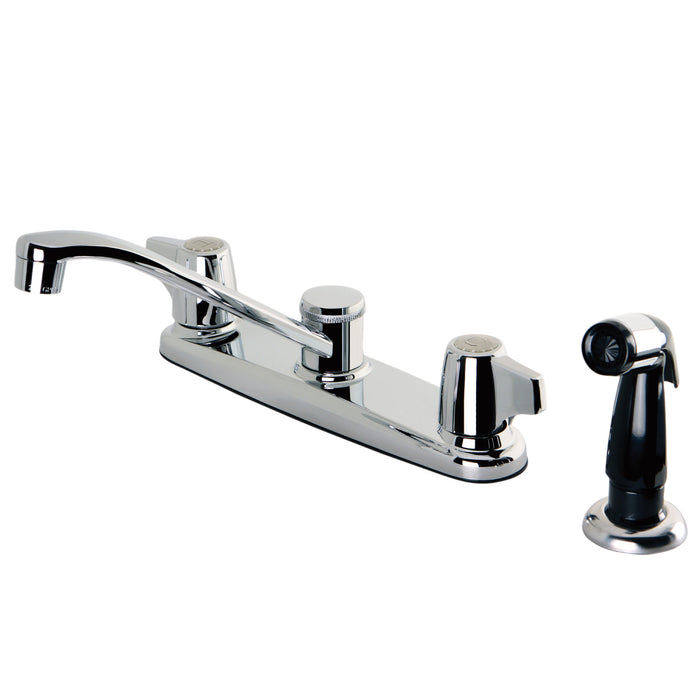 Kingston Magellan KB262 Two-Handle 4-Hole 8" Centerset Kitchen Faucet with Side Sprayer, Polished Chrome