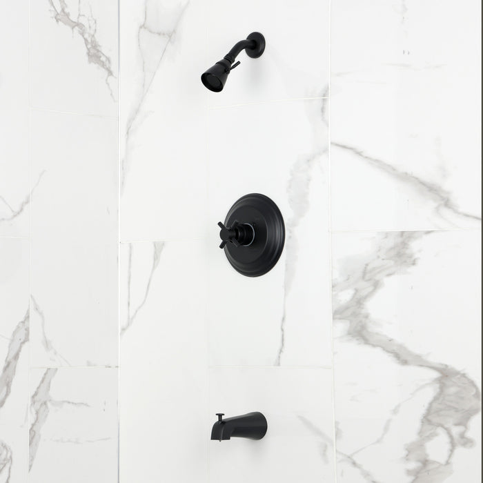Kingston Tulare KB2630DX - Concord Single-Handle Pressure Balanced Tub and Shower Faucet, Matte Black