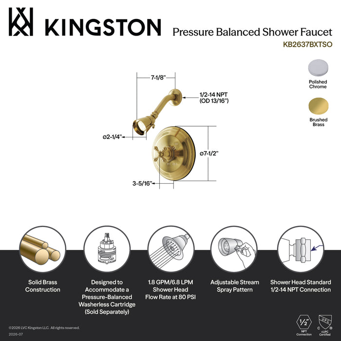 Kingston Heirloom KB2631BXTSO - Metropolitan Single-Handle Pressure Balanced Shower Faucet, Trim Only, Polished Chrome