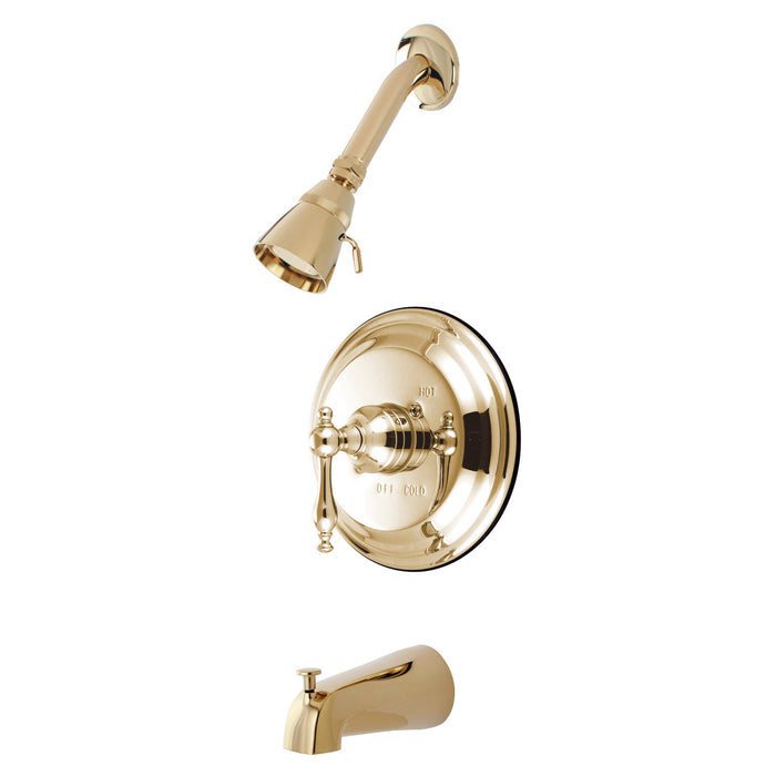 Kingston Tulare KB2632NL - Milano Single-Handle Pressure Balanced Tub and Shower Faucet, Polished Brass