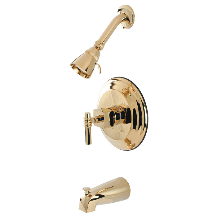Kingston Tulare KB2632QL - Milano Single-Handle Pressure Balanced Tub and Shower Faucet, Polished Brass