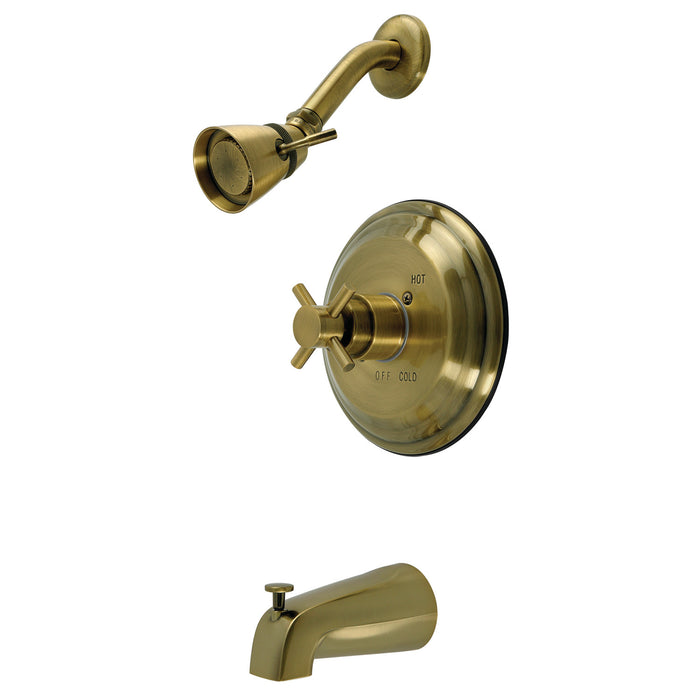 Kingston Tulare KB2633DX - Concord Single-Handle Pressure Balanced Tub and Shower Faucet, Antique Brass