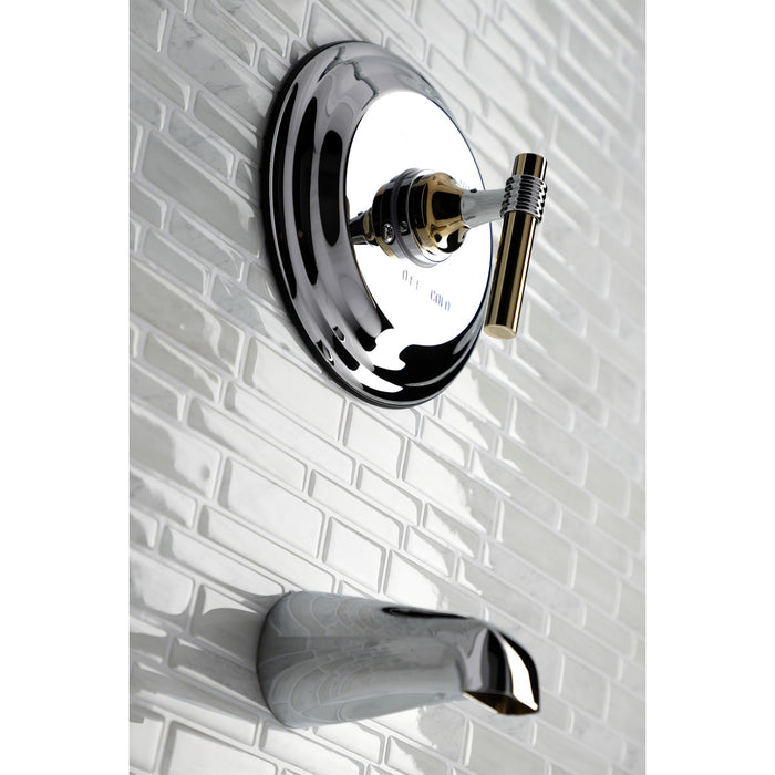 Kingston Tulare KB2634MLTO - Milano Single-Handle Pressure Balanced Tub Faucet, Polished Chrome/Polished Brass