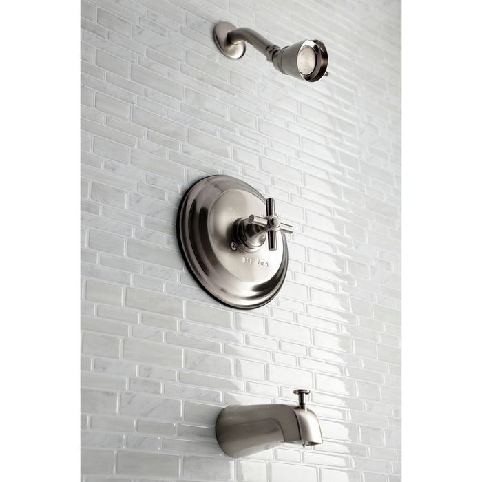 Kingston Tulare KB2638EX - Elinvar Single-Handle Pressure Balanced Tub and Shower Faucet, Brushed Nickel