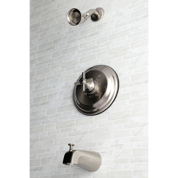 Kingston Tulare KB2638EX - Elinvar Single-Handle Pressure Balanced Tub and Shower Faucet, Brushed Nickel