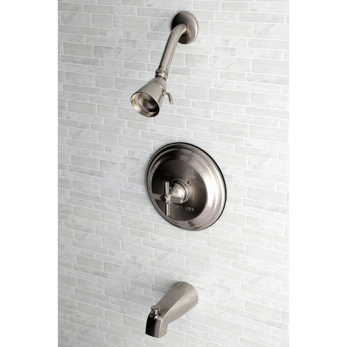 Kingston Tulare KB2638EX - Elinvar Single-Handle Pressure Balanced Tub and Shower Faucet, Brushed Nickel
