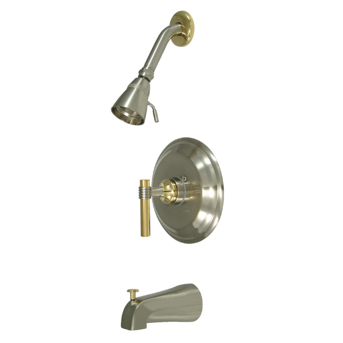 Kingston Tulare KB2639MLT - Milano Single-Handle Pressure Balanced Tub and Shower Faucet, Trim Only, Brushed Nickel/Polished Brass