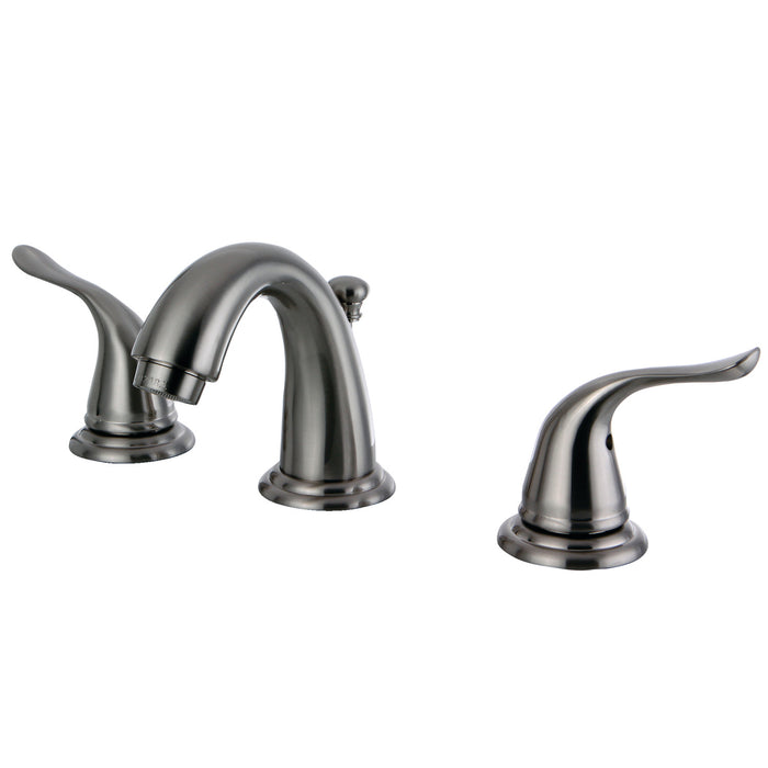 Yosemite KB2918YL Two-Handle 3-Hole Deck Mount Widespread Bathroom Faucet with Plastic Pop-Up, Brushed Nickel