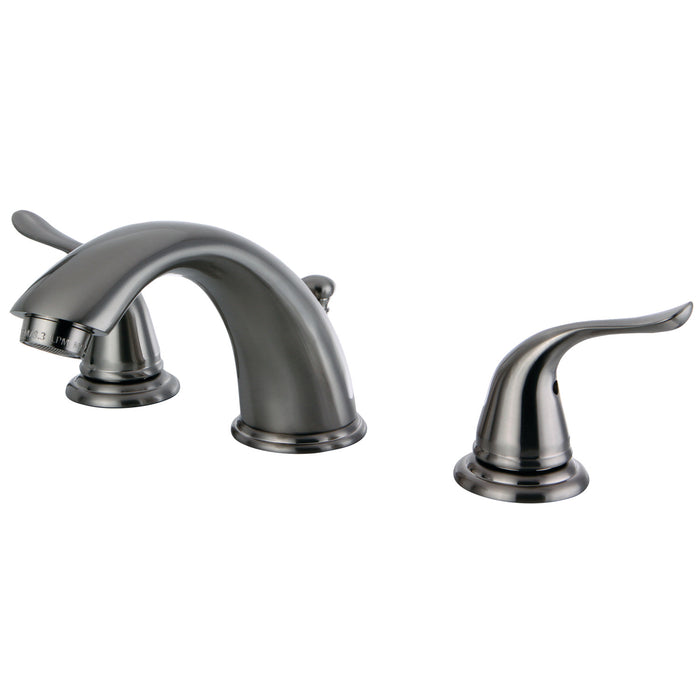 Kingston Tulare KB2968YL - Yosemite Two-Handle 3-Hole Deck Mount Widespread Bathroom Faucet with Pop-Up Drain, Brushed Nickel