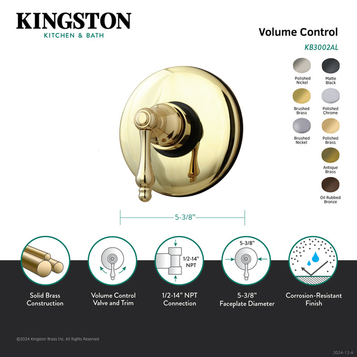 Kingston Heirloom KB3003AL - Vintage Single-Handle Volume Control, Antique Brass