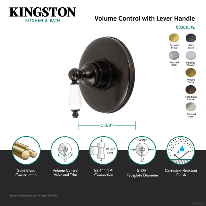 Kingston Heirloom KB3007PL - Vintage Single-Handle Volume Control, Brushed Brass