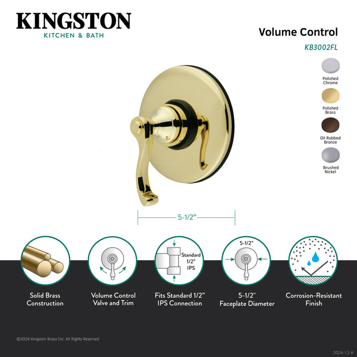 Kingston Tulare KB3008FL - Vintage Single-Handle Volume Control, Brushed Nickel
