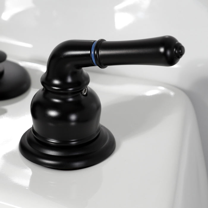 Kingston Tulare KB320 - Magellan Three-Handle Deck Mount Bidet Faucet with Brass Pop-Up, Matte Black