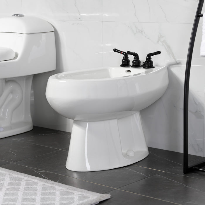 Kingston Tulare KB320 - Magellan Three-Handle Deck Mount Bidet Faucet with Brass Pop-Up, Matte Black