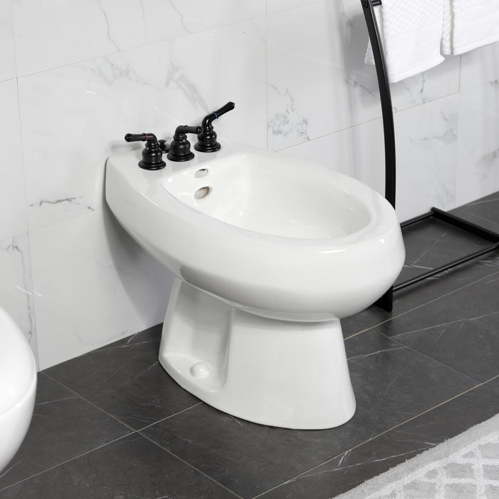 Kingston Tulare KB320 - Magellan Three-Handle Deck Mount Bidet Faucet with Brass Pop-Up, Matte Black