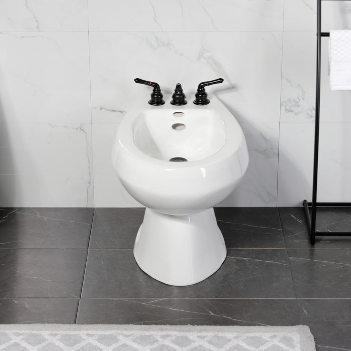 Kingston Tulare KB320 - Magellan Three-Handle Deck Mount Bidet Faucet with Brass Pop-Up, Matte Black