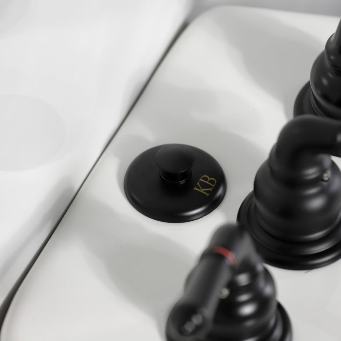 Kingston Tulare KB320 - Magellan Three-Handle Deck Mount Bidet Faucet with Brass Pop-Up, Matte Black